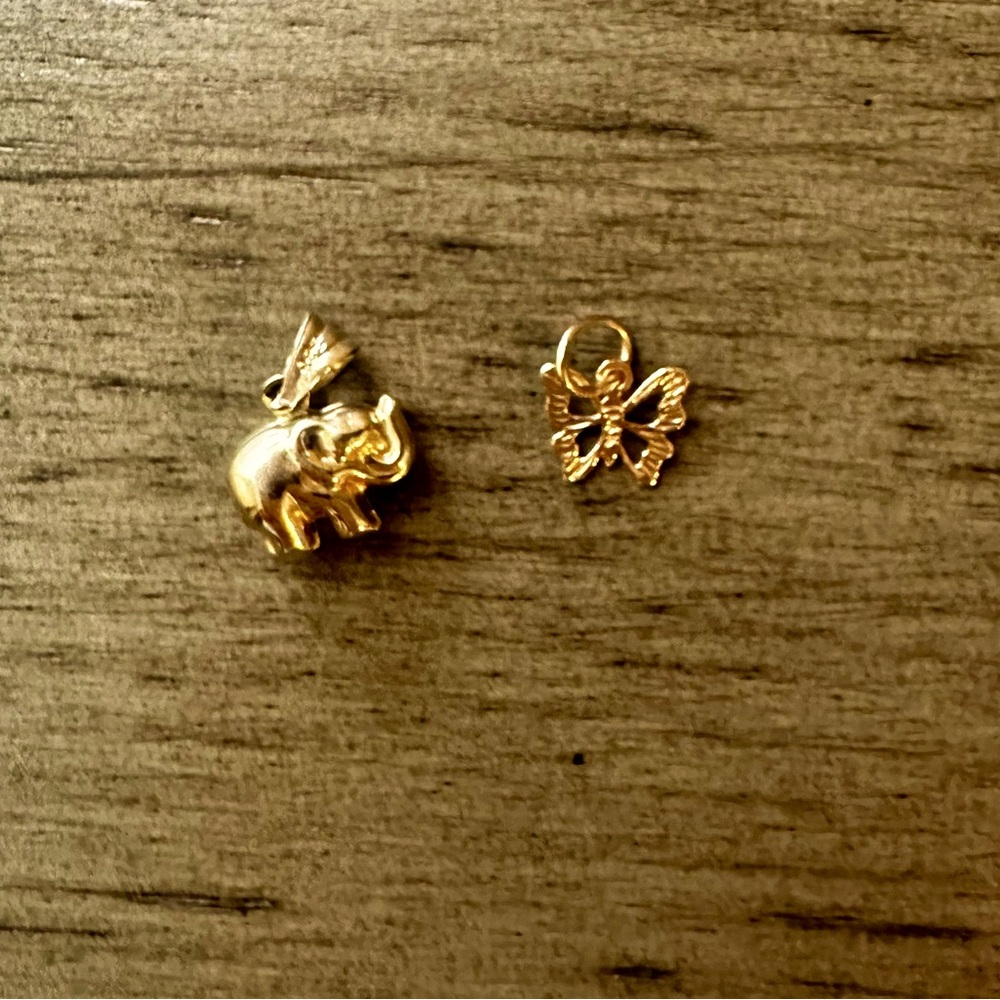 NEW 14k Gold Tiny Charms / 14k Gold Elephant Charm / 14k Gold Butterfly Charm